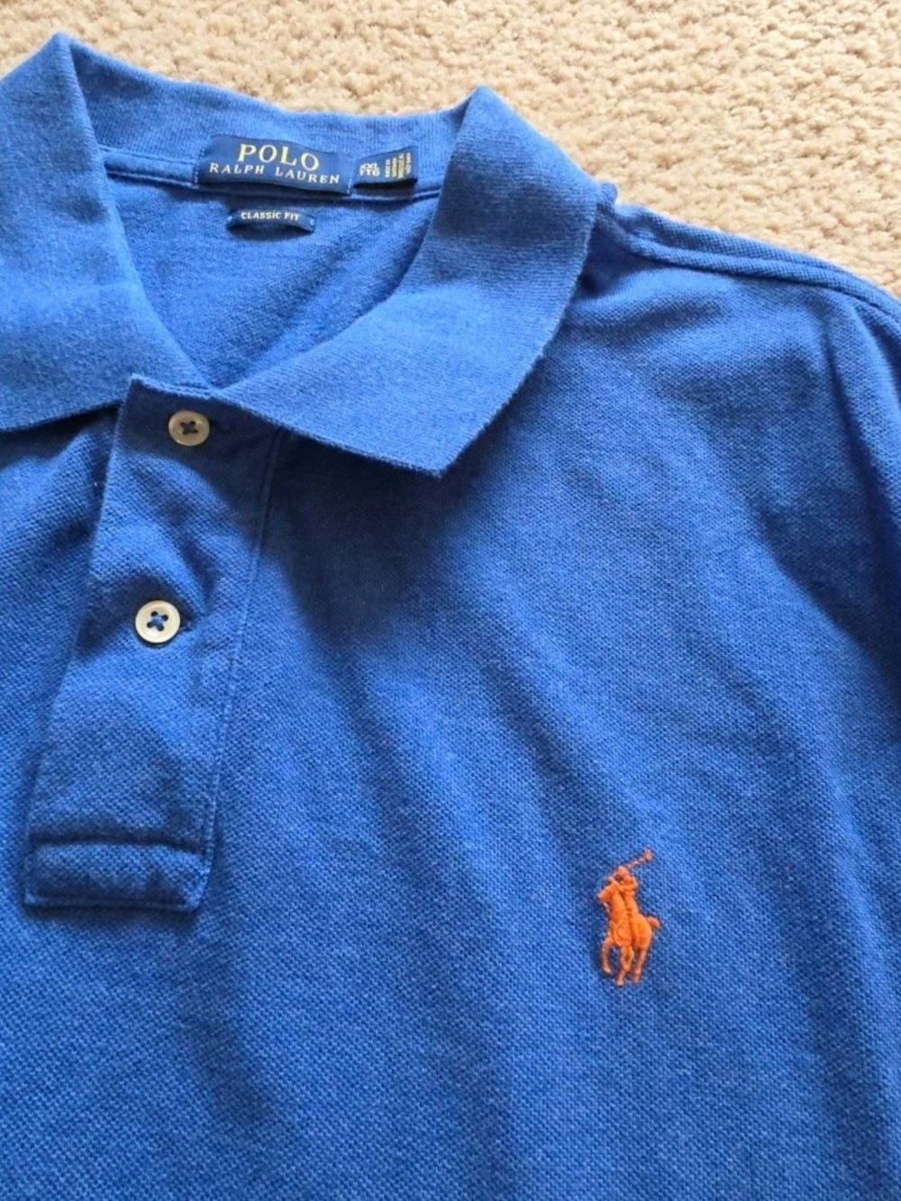 Polo by Ralph Lauren Blue Polo with Orange Pony Logo